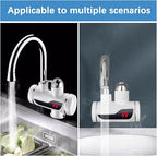 Instant Tankless Electric Water Heater Faucet 360° Rotating Hot Water Faucet with LED Digital Display Fast Heating Tap for Kitchen Bathroom Big Under Bend