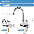 Instant Tankless Electric Water Heater Faucet 360° Rotating Hot Water Faucet with LED Digital Display Fast Heating Tap for Kitchen Bathroom Big Under Bend