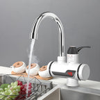 Instant Tankless Electric Water Heater Faucet 360° Rotating Hot Water Faucet with LED Digital Display Fast Heating Tap for Kitchen Bathroom Big Under Bend